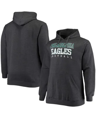 Men's Big and Tall Heathered Charcoal Philadelphia Eagles Practice Pullover Hoodie