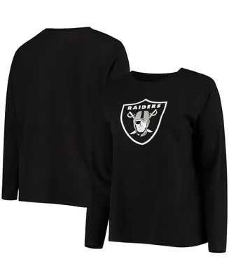 Women's Plus Black Las Vegas Raiders Primary Logo Long Sleeve T-shirt