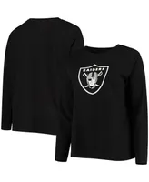 Women's Plus Black Las Vegas Raiders Primary Logo Long Sleeve T-shirt