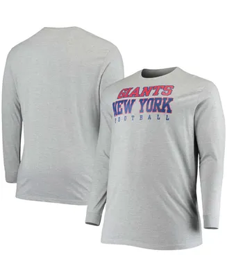 Men's Big and Tall Heathered Gray New York Giants Practice Long Sleeve T-shirt