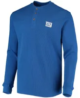 Men's Royal New York Giants Maverick Thermal Henley Long Sleeve T-shirt