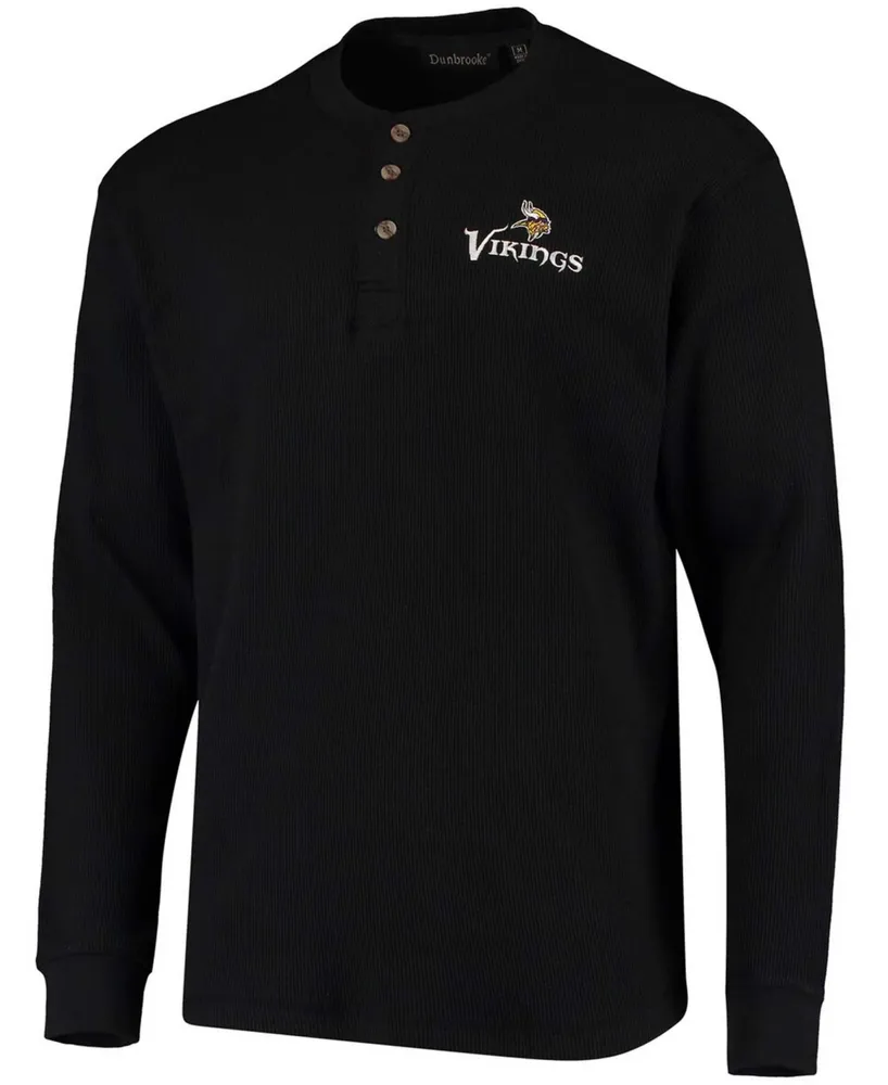 Men's Black Minnesota Vikings Maverick Thermal Henley Long Sleeve T-shirt