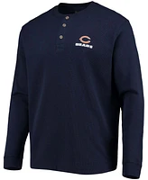Men's Dunbrooke Navy Chicago Bears Logo Maverick Thermal Henley Long Sleeve T-shirt