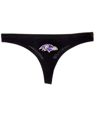 Women's Black Baltimore Ravens Solid Logo Thong