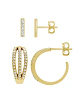 And Now This Gold Plated 2-Piece C Hoop Bar Earrings Set - Gold