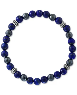 Effy Men's Lapiz Lazuli & Hematite Bead Stretch Bracelet in Sterling Silver