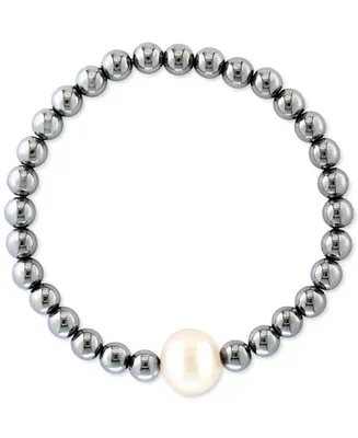 Effy Men's Black Freshwater Pearl (11mm) & Hematite Stretch Bracelet (Also White Pearl)