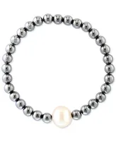 Effy Men's Black Freshwater Pearl (11mm) & Hematite Stretch Bracelet (Also White Pearl)