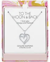 Diamond Accent Double Heart Pendant Necklace in Sterling Silver, 16" + 2" extender