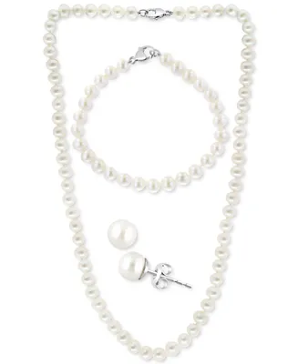 Effy 3-Pc. Set Cultured Freshwater Pearl (6-1/2 mm) Collar Necklace, Bracelet, & Stud Earrings.
