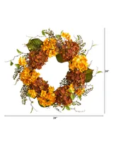 24" Fall Hydrangea Artificial Autumn Wreath