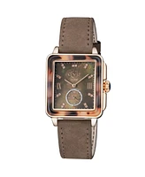 GV2 Women's Bari Tortoise Brown Leather Swiss Quartz Strap Watch 34 mm