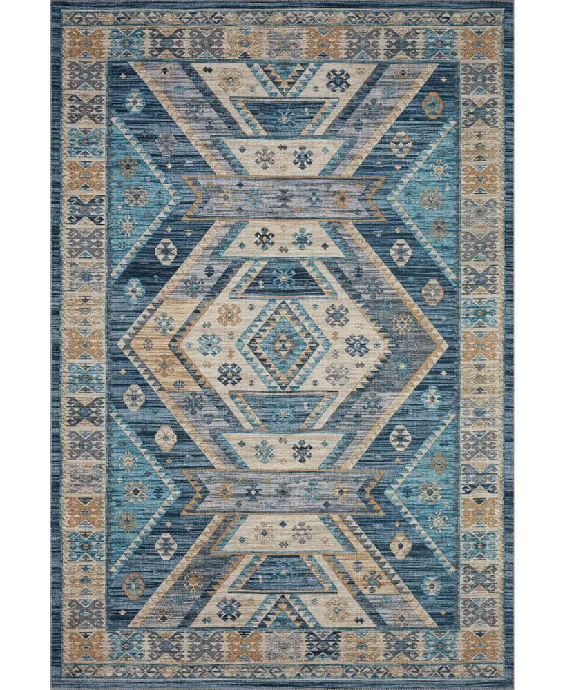 Loloi Ii Zion Zionzio-02 7'6" x 9'6" Area Rug - Ocean, Gold