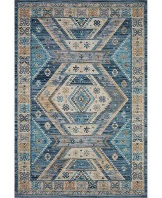 Loloi Ii Zion Zionzio-02 7'6" x 9'6" Area Rug - Ocean, Gold