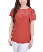 Women's Studded Top with Mesh Details