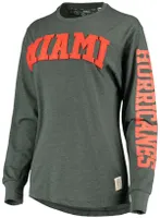 Pressbox Women's Miami Hurricanes Two-Hit Canyon Long Sleeve T-Shirt