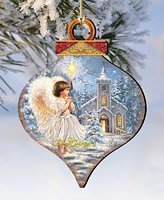 Designocracy 2 Piece Angel At The Chapel Wood Ornament Set