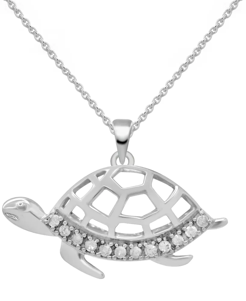 Diamond Turtle 18" Pendant Necklace (1/10 ct. t.w.) in Sterling Silver