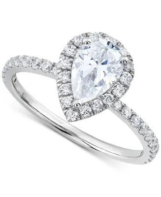 Grown With Love Igi Certified Lab Diamond Pear-Cut Halo Engagement Ring (1-1/2 ct. t.w.) 14k White Gold