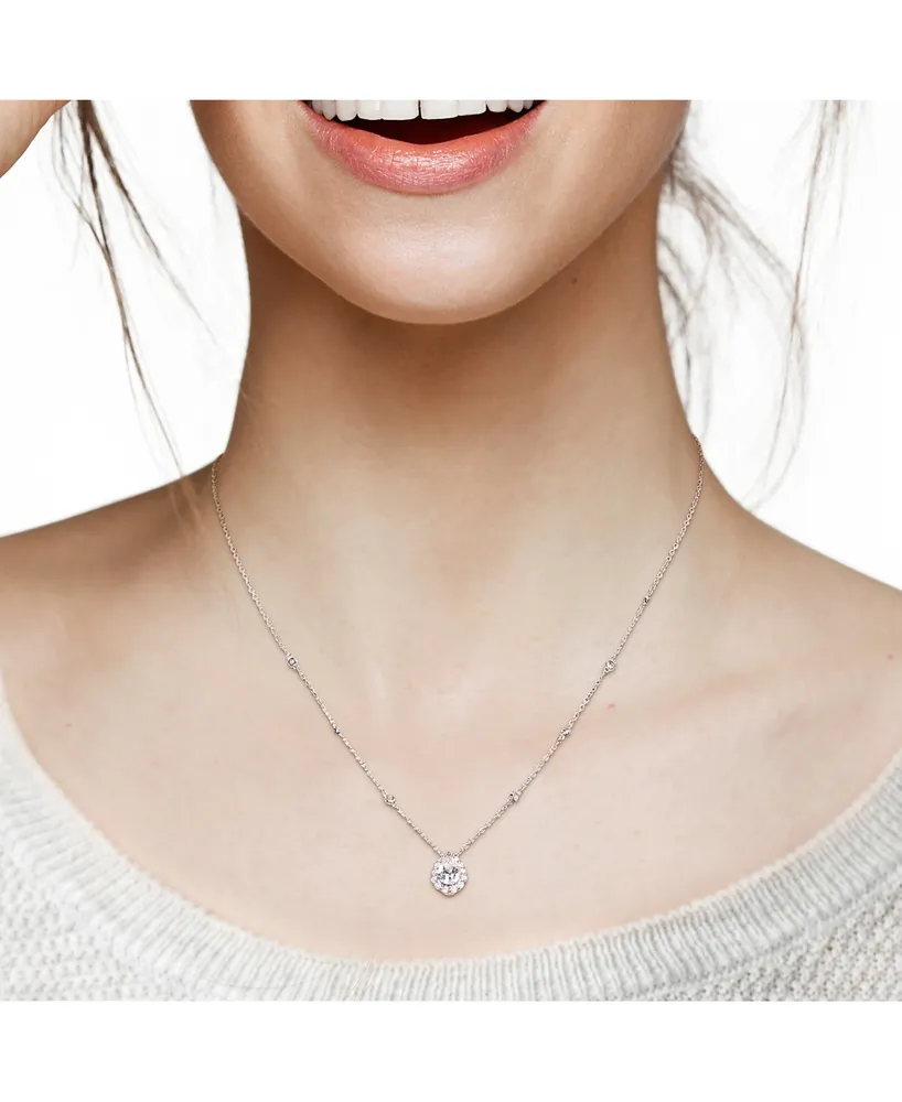 Lab-Grown Moissanite Teardrop Halo 18" Pendant Necklace (1-1/2 ct. t.w.) in Sterling Silver