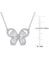 Lab-Grown Moissanite Butterfly 18" Pendant Necklace (1-3/4 ct. t.w.) in Sterling Silver