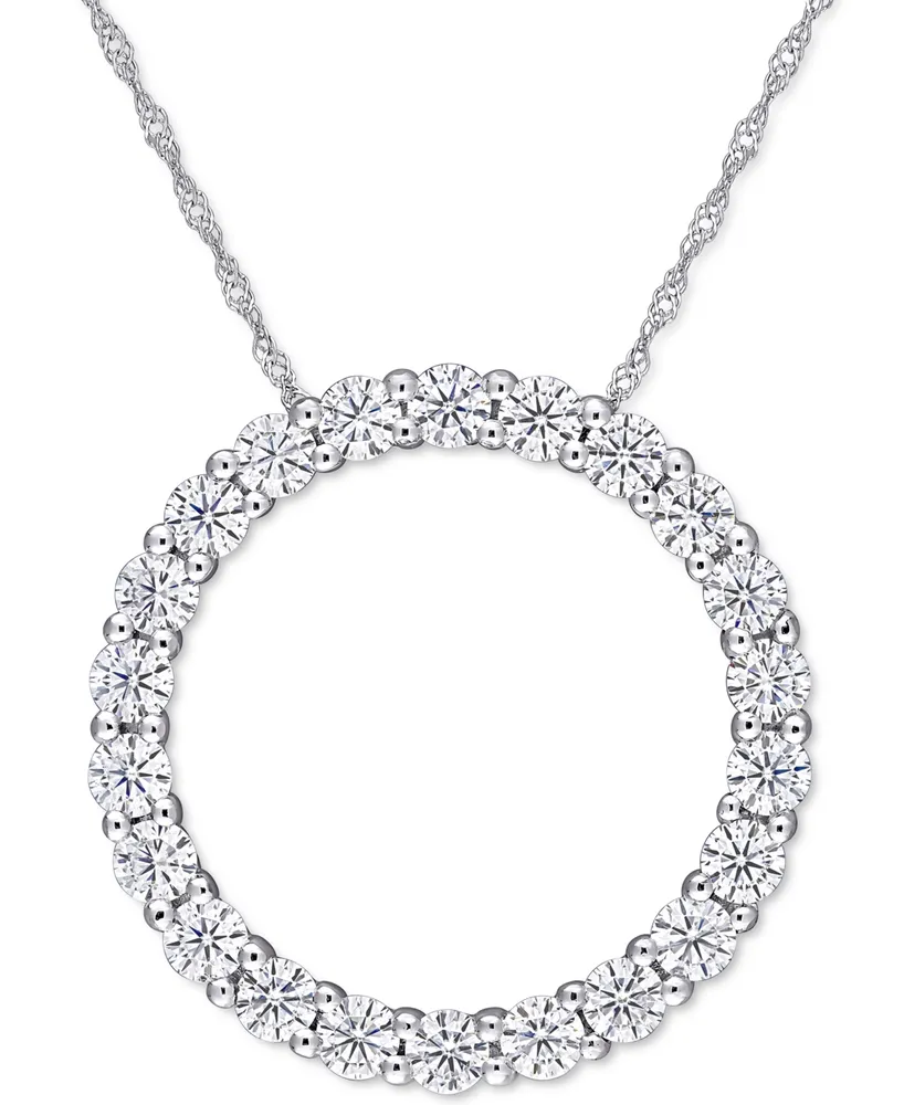 Lab-Grown Moissanite Circle 17" Pendant Necklace (2-1/5 ct. t.w.) in 14k White Gold