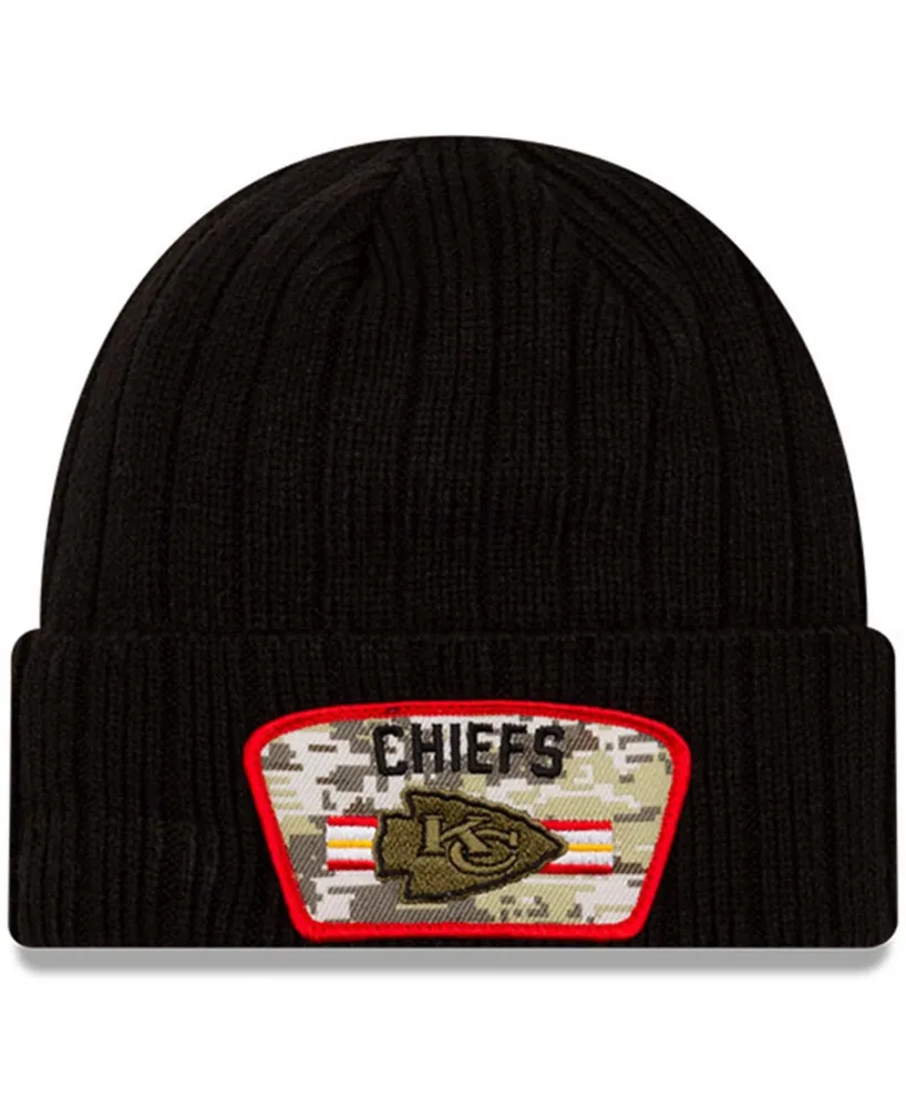New Era Men's Black Kansas City Chiefs 2021 Salute To Service Cuffed Knit  Hat