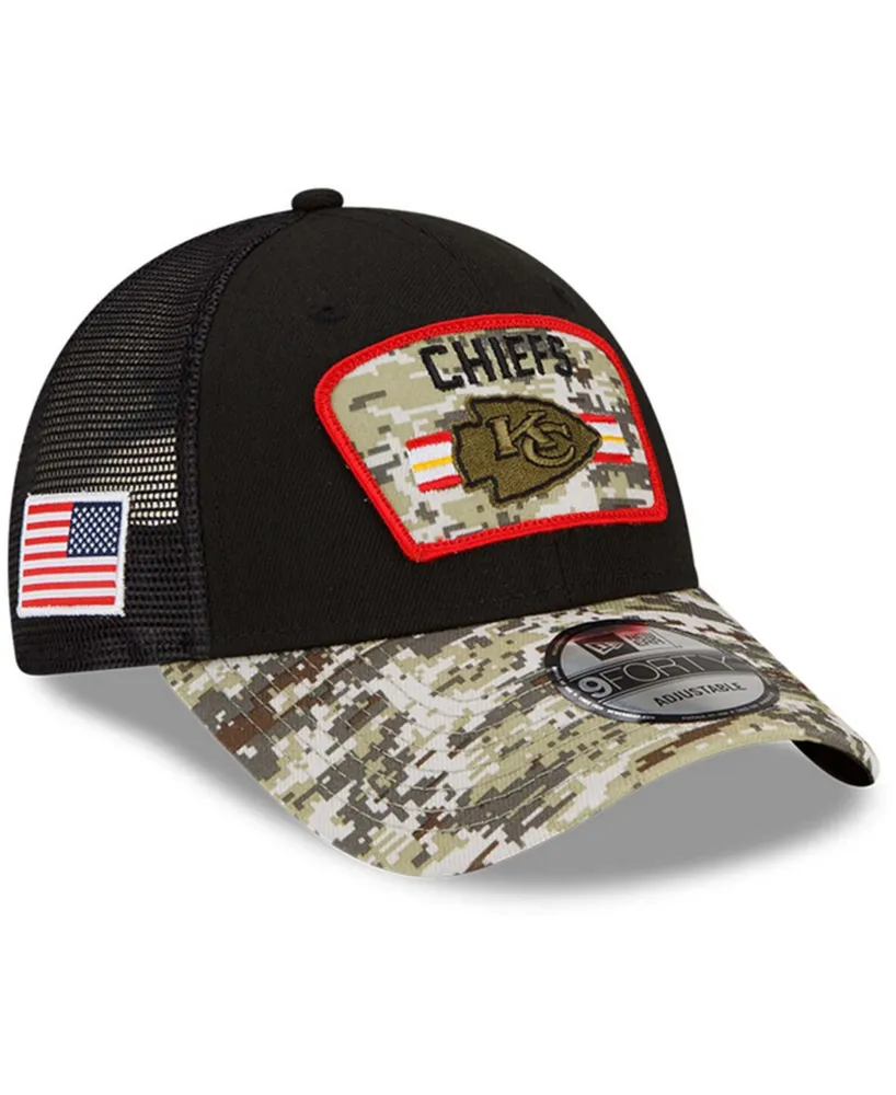 Men's Black-Camouflage Kansas City Chiefs 2021 Salute To Service Trucker 9FORTY Snapback Adjustable Hat - Black