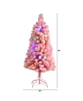 Holiday Frosted Cashmere Artificial Christmas Tree with 30 Jumbo Globe Led Lights, 4'