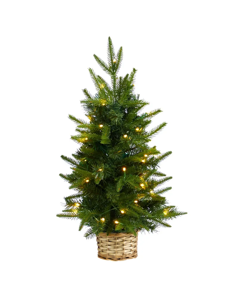 Artificial Christmas Tree with 35 Clear Led Lights in Decorative Basket, 2'