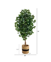 6' Ficus Artificial Tree with Natural Trunk in Planter
