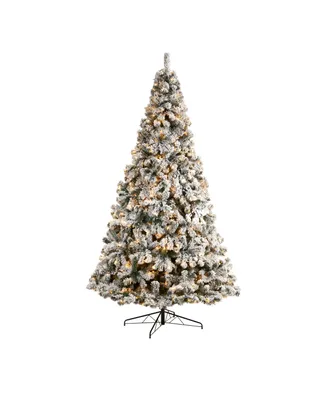 Flocked West Virginia Fir Artificial Christmas Tree with 800 Clear Led Lights and 1680 Tips, 10'