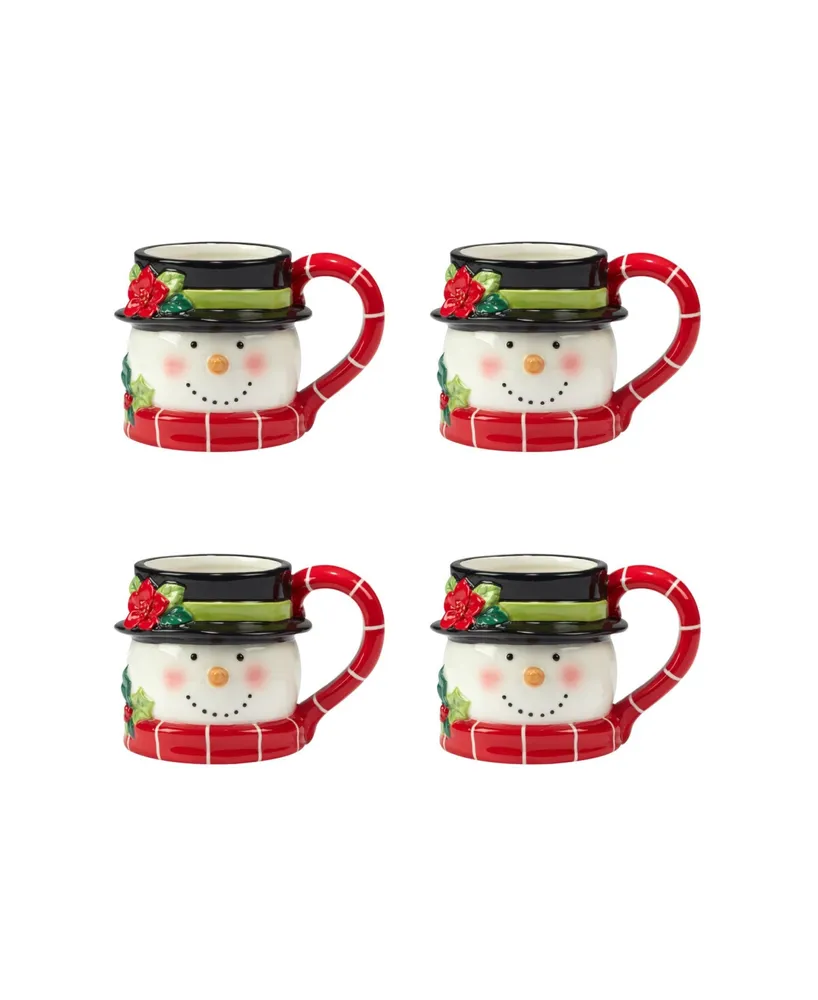 Holiday Magic Snowman 4 Piece 3D Mug Set