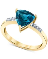 Blue Topaz (2 ct. t.w.) & Diamond (1/20 ct. t.w.) Trillion Ring in 10k Gold