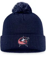 Men's Navy Columbus Blue Jackets Core Primary Logo Cuffed Knit Hat with Pom