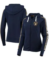 Women's Navy Milwaukee Brewers Game Changer Raglan Full-Zip Hoodie