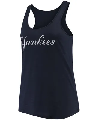 Women's Plus Navy New York Yankees Swing For The Fences Racerback Tank Top