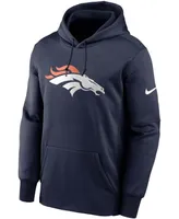 Men's Navy Denver Broncos Fan Gear Primary Logo Therma Performance Pullover Hoodie