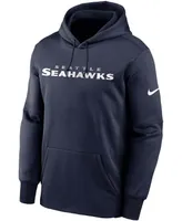 Men's College Navy Seattle Seahawks Fan Gear Wordmark Performance Pullover Hoodie