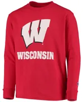 Big Boys Red Wisconsin Badgers Lockup Long Sleeve T-shirt