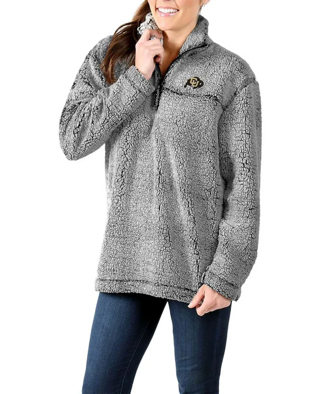 Women's Gray Buffalo Bills Sherpa Quarter-Zip Pullover Jacket