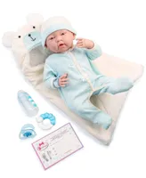 Jc Toys La Newborn Nursery 15.5" Baby Doll Bunting Bear Gift Set, 9 Pieces