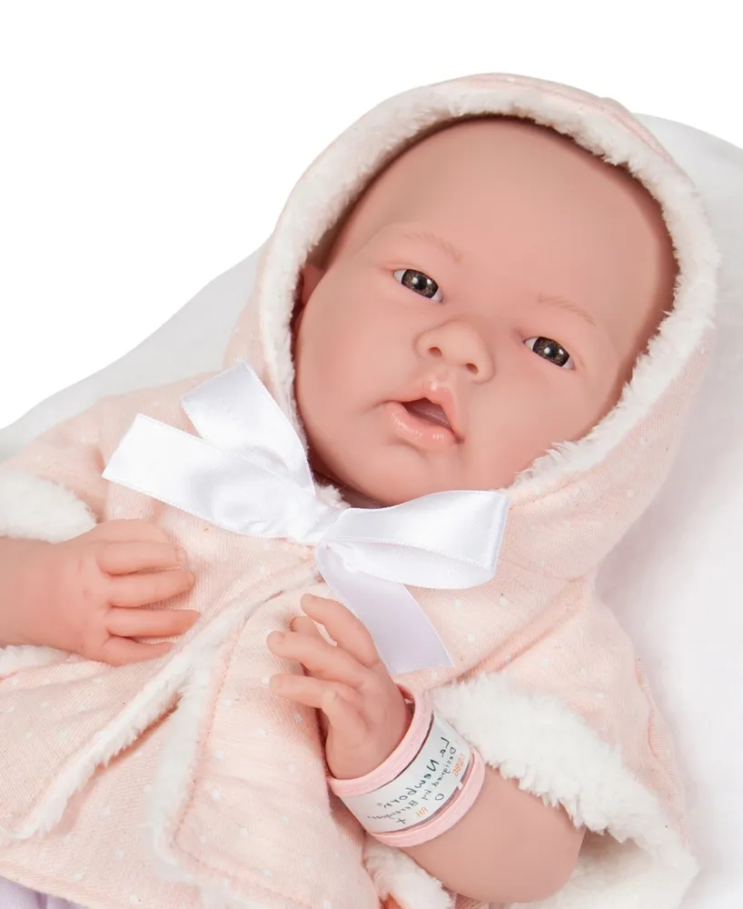 Jc Toys La Newborn 15" Real Girl Baby Doll with Teddy Bear Set, 9 Pieces