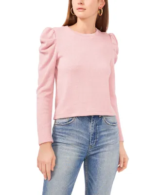 1.state Women's Draped Shoulder Long Sleeve Crew Neck Top