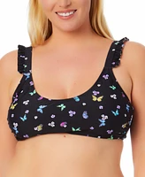 Salt + Cove Plus Butterfly-Print Ruffled Bikini Top, Created for Macy's