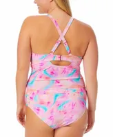 Salt Cove Plus Size Tie Dye Tankini Top Bikini Bottoms