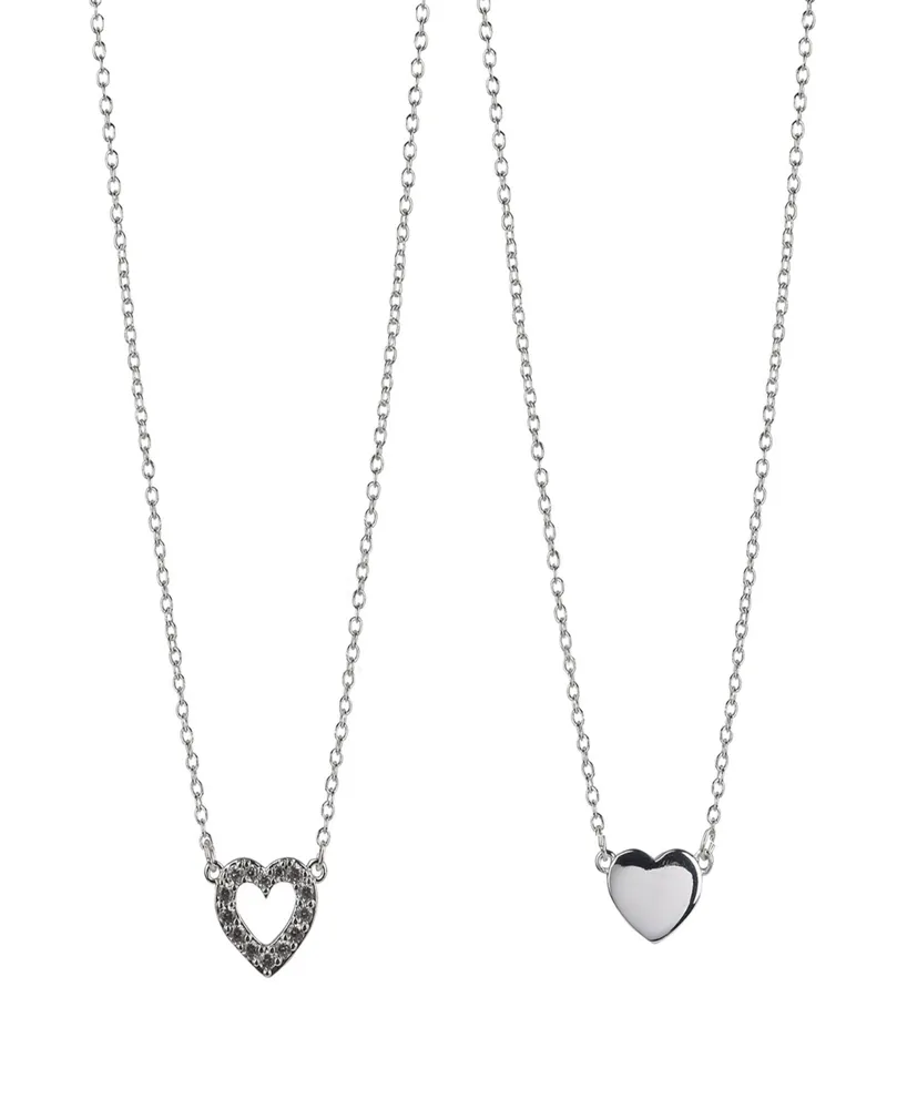 Hallmark Diamonds Double Heart & Cross Necklace 1/8 ct tw Sterling Silver &  10K Rose Gold 18” | Kay