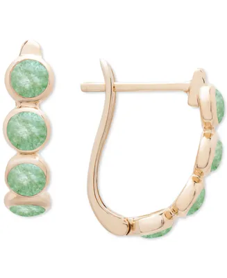 Onyx Leverback Hoop Earrings 14k Gold-Plated Sterling Silver (Also Dyed Green Jade)
