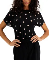 Anne Klein Polka-Dot Boat-Neck Blouse