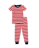 Pajamas for Peace Love Stripe Little Boys and Girls 2-Piece Pajama Set